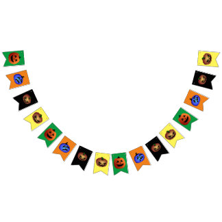 Multicoloured Halloween Girlande scary Pumpkins  Bunting Flags