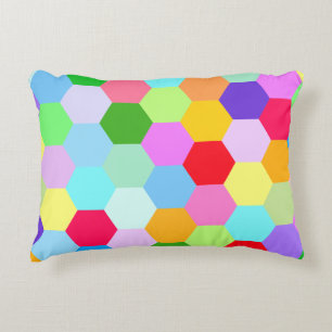 Multicoloured Hexagon Pattern Accent Pillow