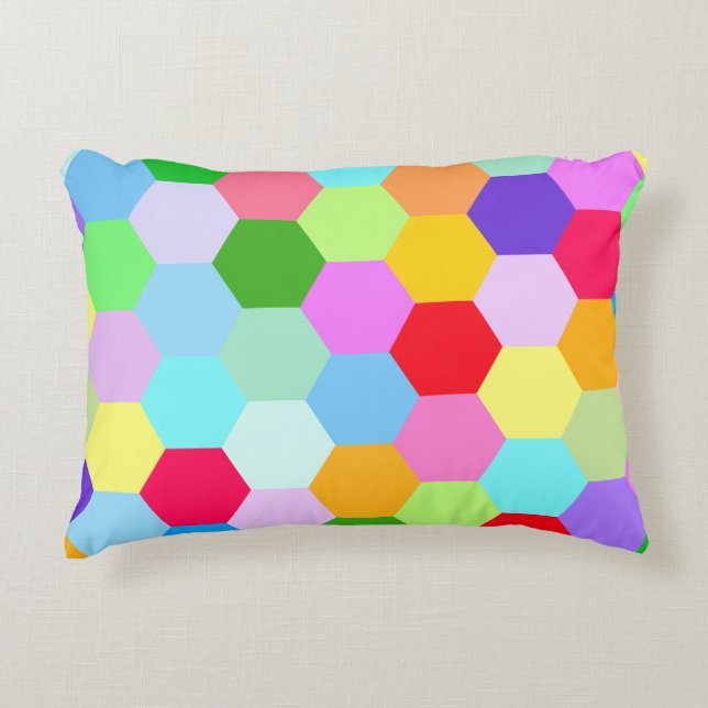 Multicoloured Hexagon Pattern Accent Pillow (Front)