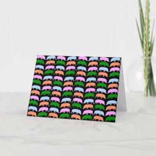 Multicoloured Hogs Greeting Card