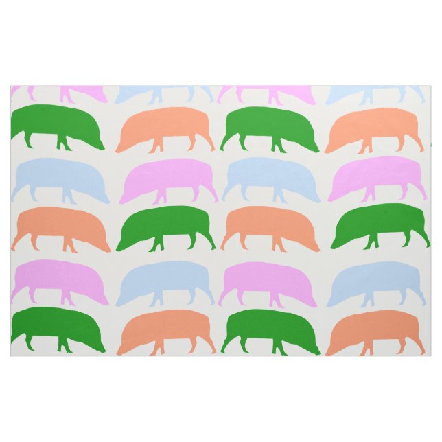 Multicoloured Hogs Pink Blue Green Orange Fabric (Fat Quarter)