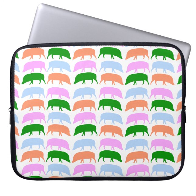 Multicoloured Hogs Pink Blue Green Orange Laptop Sleeve (Front)