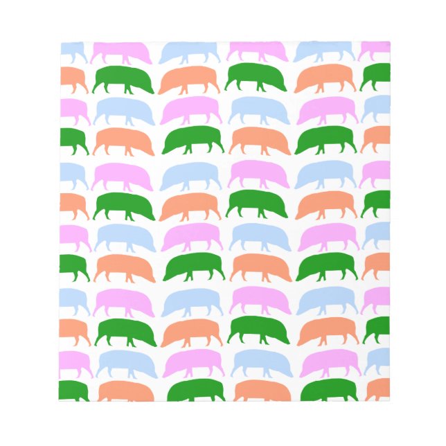 Multicoloured Hogs Pink Blue Green Orange Notepad (Front)