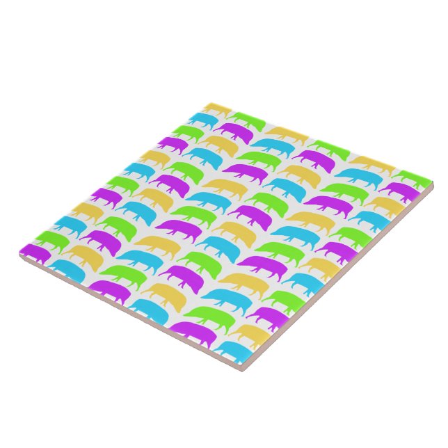 Multicoloured Hogs Yellow Green Purple Blue Tile (Side)