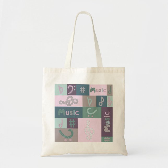 multicoloured music pattern tote bag (Front)