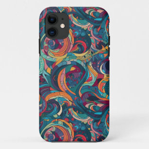 Multicoloured Psychedelic Retro Swirling Abstract iPhone 11 Case