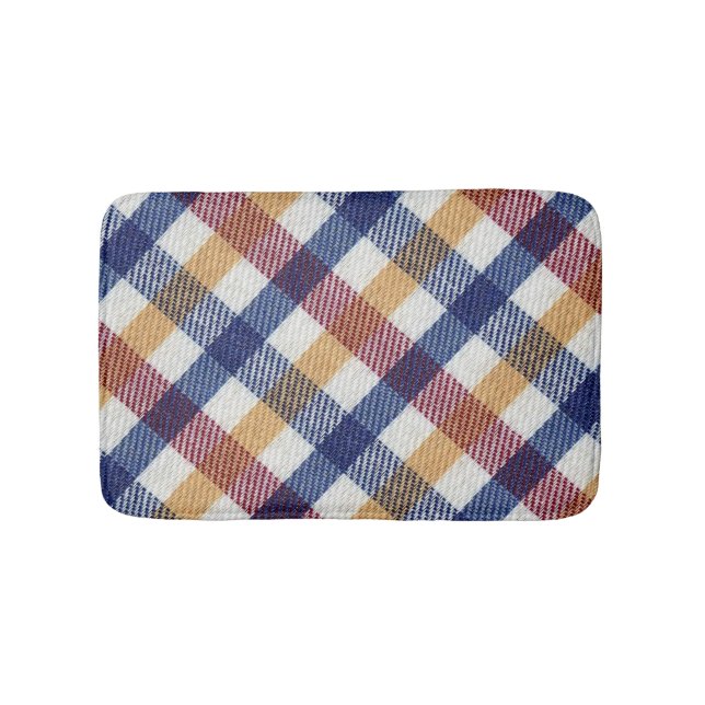 Multicoloured Tartan Pattern Bath Mat (Front)