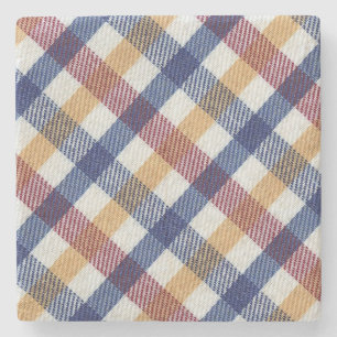 Multicoloured Tartan Pattern Stone Coaster