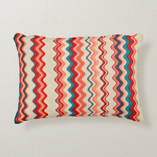 Multicoloured Wavy Pattern Accent Pillow (Front)