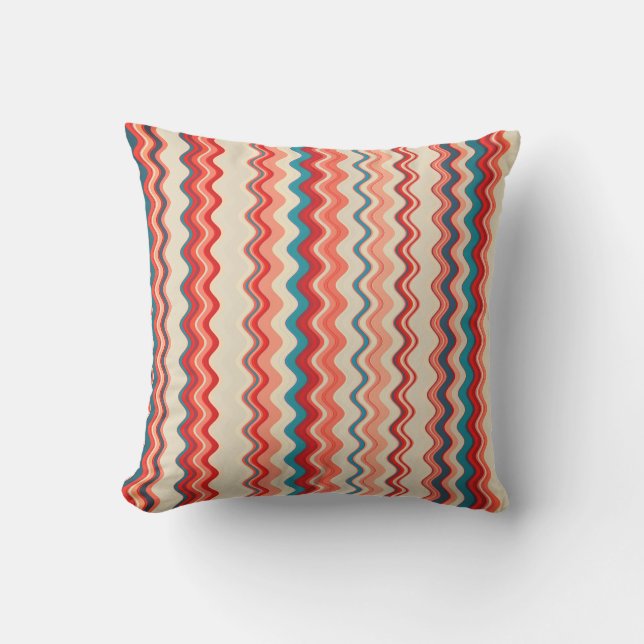 Multicoloured Wavy Pattern Outdoor Pillow (Front)