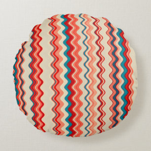 Multicoloured Wavy Pattern Round Pillow