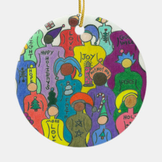 Multicultural Christmas Circle Ornament-2 Sided Ceramic Ornament