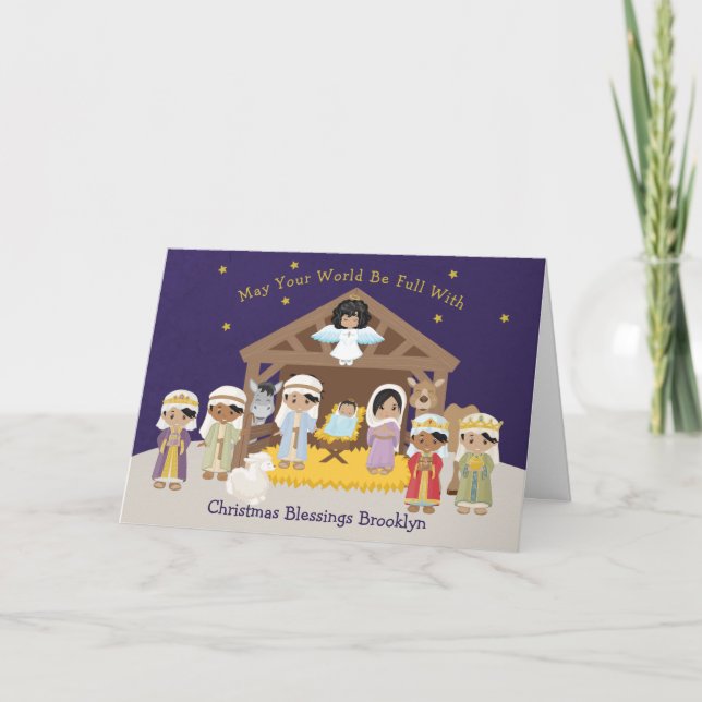 Multicultural Nativity Scene Holiday Card (Front)