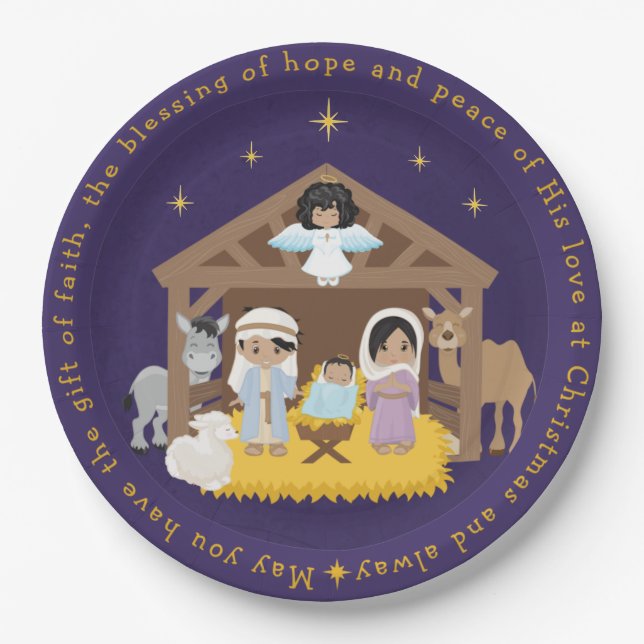 Multicultural Nativity Scene Paper Plate (Front)
