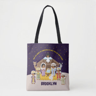 Multicultural Nativity Scene Tote Bags for Kids