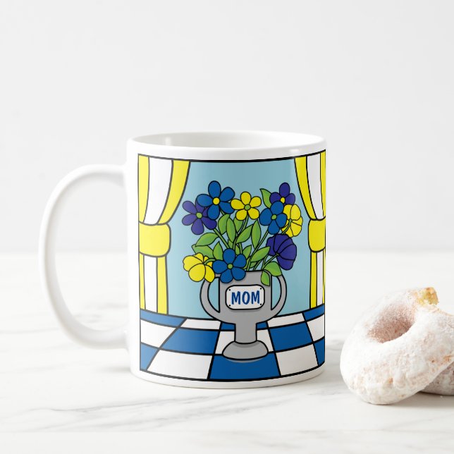 Multidoerist sur tasse de café blanc classique (Avec donut)