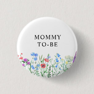 Multihued Wildflower Baby Shower Celebration 1 Inch Round Button