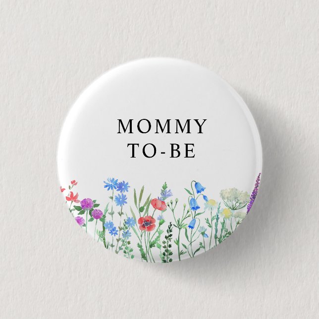 Multihued Wildflower Baby Shower Celebration 1 Inch Round Button (Front)