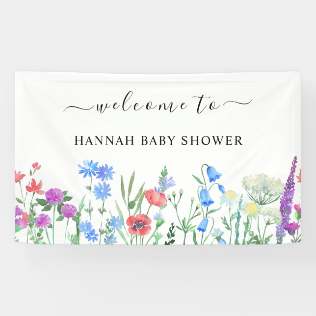 Multihued Wildflower Baby Shower Celebration Banner (Horizontal)