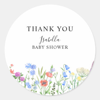 Multihued Wildflower Baby Shower Celebration Classic Round Sticker