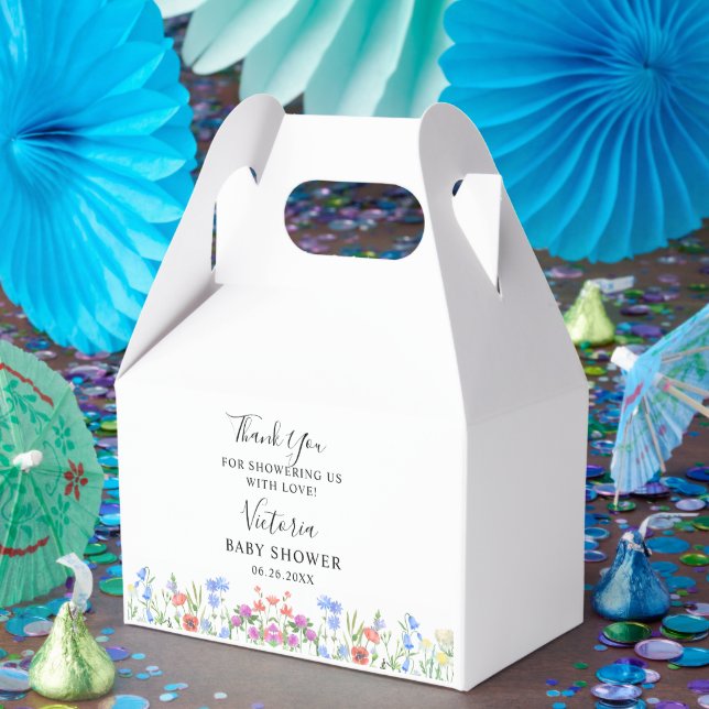 Multihued Wildflower Baby Shower Celebration Favor Box (Party)