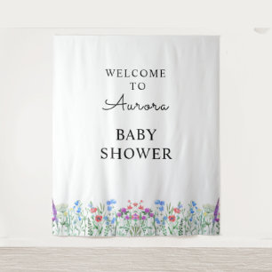 Multihued Wildflower Baby Shower Celebration Tapestry