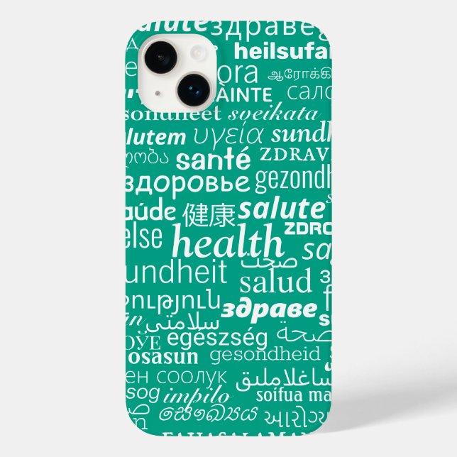 Multilanguage Health Word Text Custom Colours Case-Mate iPhone Case (Back)