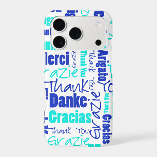 Multilingual Blue Turquoise Thank You Topography
