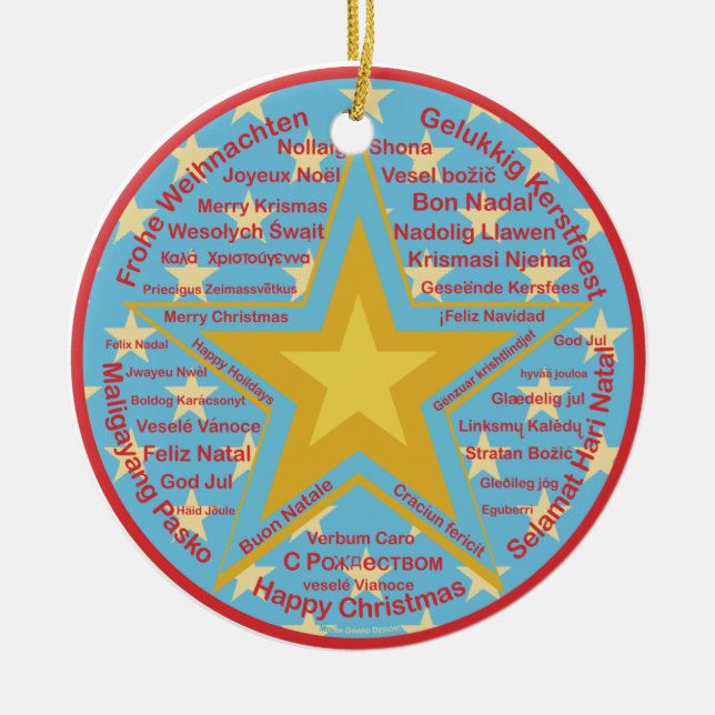 Multilingual Christmas Ceramic Ornament (Front)