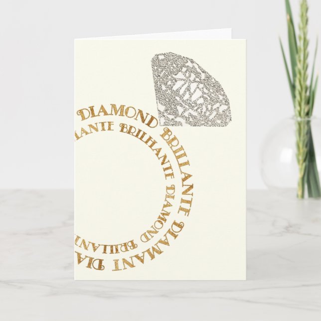 Multilingual Diamond Ring Typography Card (Blank) (Front)