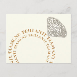 Multilingual Diamond Ring Typography Postcard