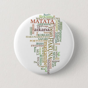 Multilingual Hakuna Matata Global Word Cloud Art 2 Inch Round Button