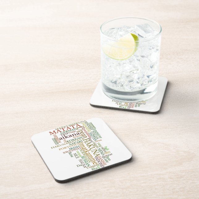 Multilingual Hakuna Matata Global Word Cloud Art Coaster (Right Side)