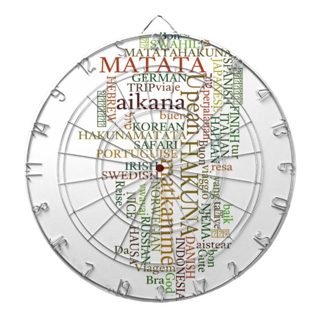 Multilingual Hakuna Matata Global Word Cloud Art Dartboard (Front)