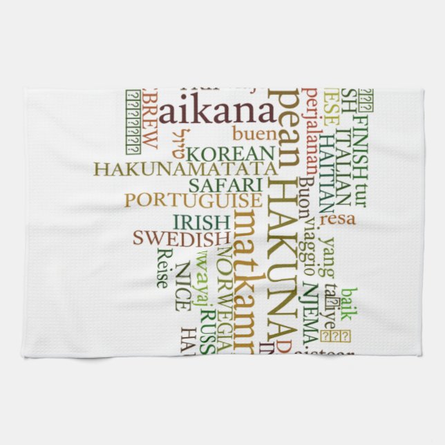 Multilingual Hakuna Matata Global Word Cloud Art Kitchen Towel (Horizontal)
