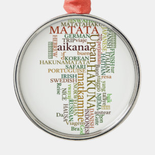 Multilingual Hakuna Matata Global Word Cloud Art Metal Ornament