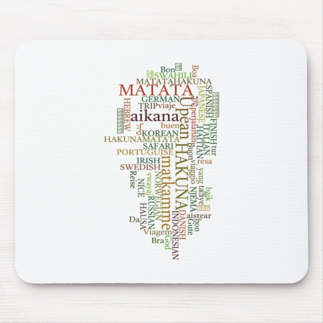 Multilingual Hakuna Matata Global Word Cloud Art Mouse Pad (Front)