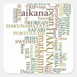 Multilingual Hakuna Matata Global Word Cloud Art Square Sticker