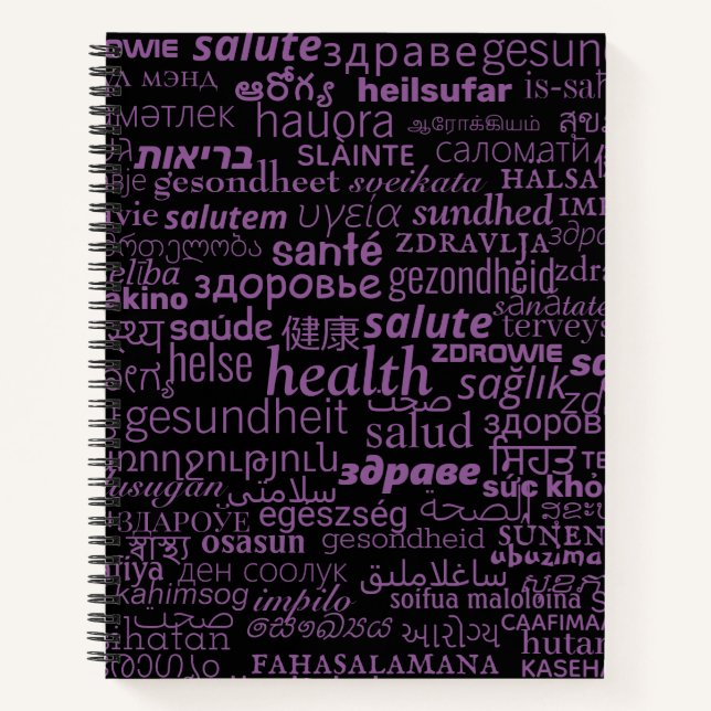 Multilingual Health Text Notebook Choose Colours (Front)