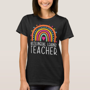 Multilingual Learner Teacher Leopard Rainbow Multi T-Shirt