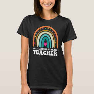 Multilingual Learner Teacher Leopard Rainbow Multi T-Shirt