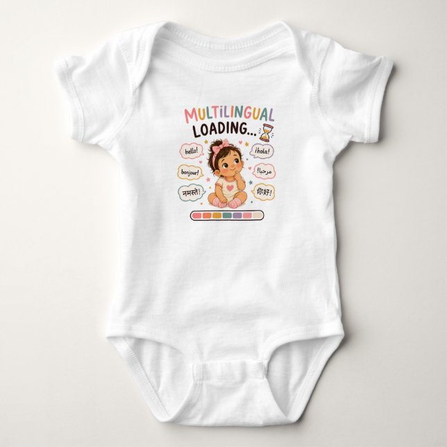 Multilingual Loading... Cute Baby Girl Bodysuit (Front)