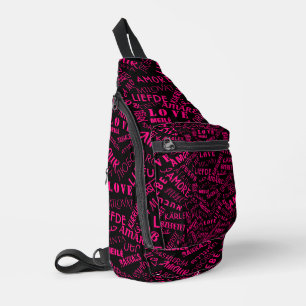 Multilingual Love Text Custom Colours Sling Bag