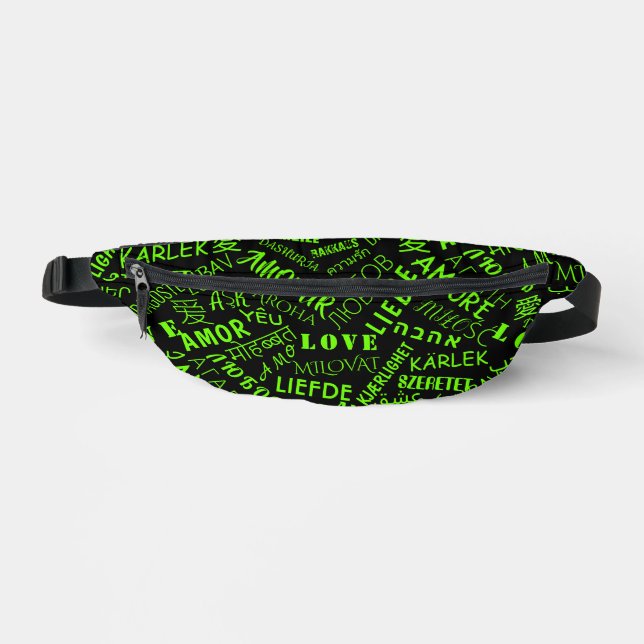 Multilingual Love Text Fanny Pack Choose Colours (Front)