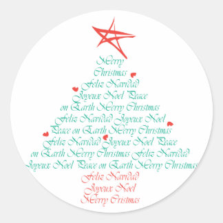 Multilingual Merry Christmas! Classic Round Sticker