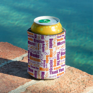 Multilingual Purple Orange Thank You Typography Can Cooler