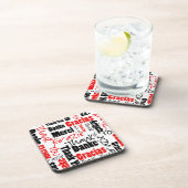 Multilingual Red Black Thank You Typography Coaster (Right Side)