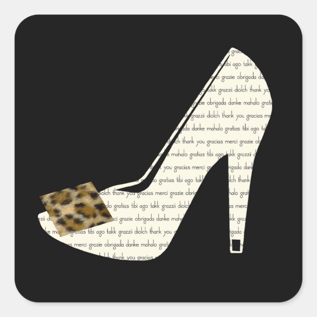 Multilingual Thank You Leopard Print Shoe Stickers (Front)