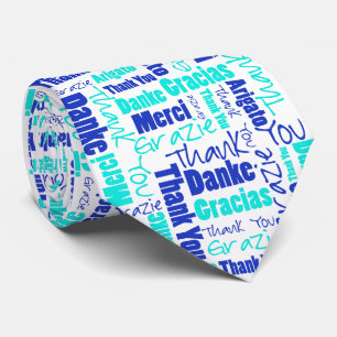 Multilingual Thank You Typography Collage Tie