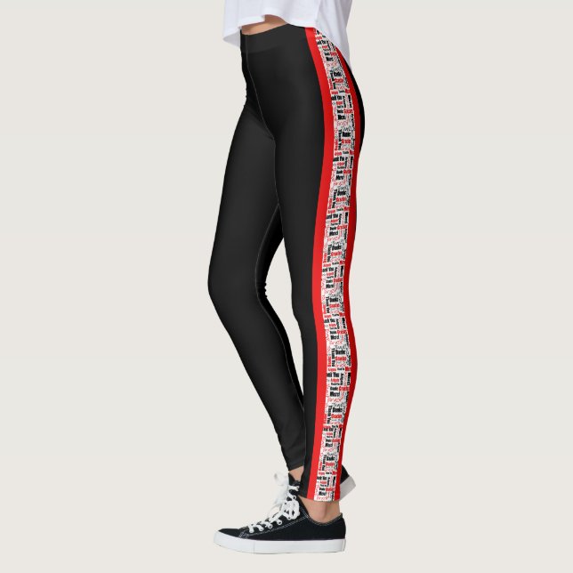 Multilingual Thank You Typography Vertical Stripes Leggings (Left)